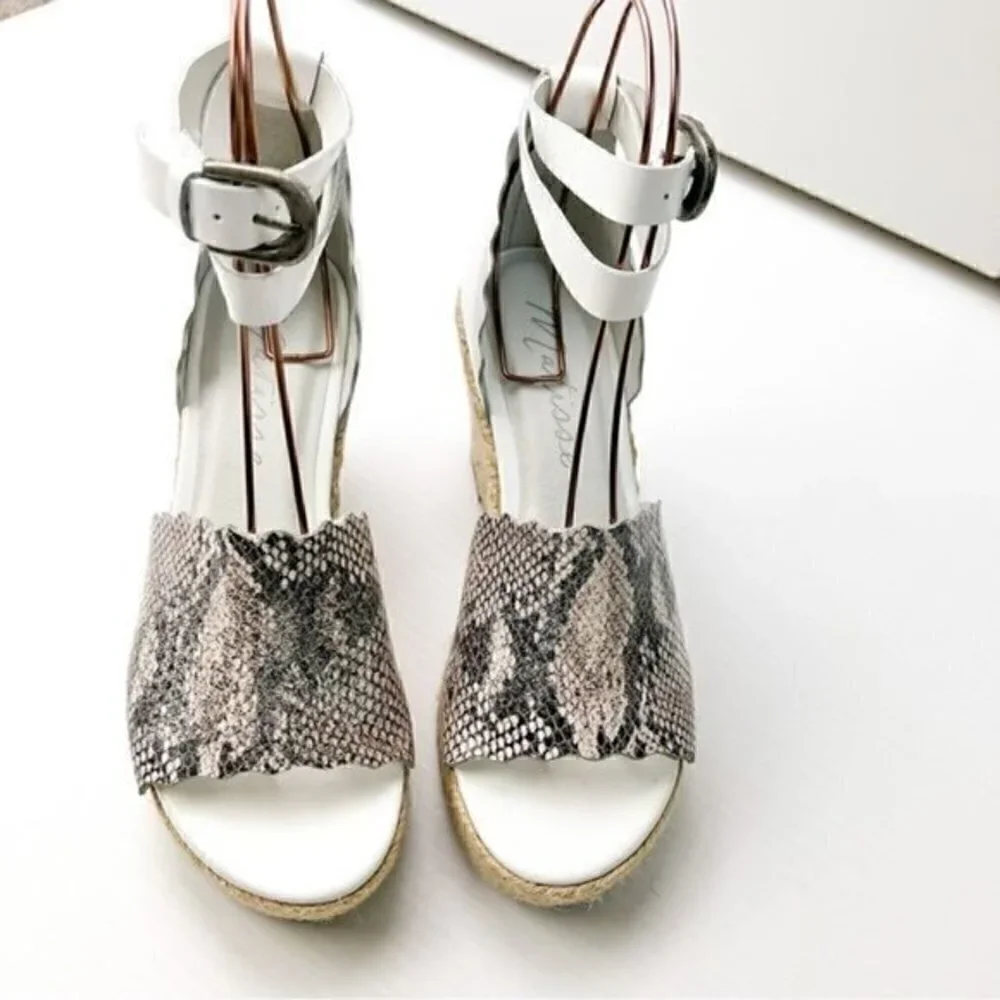 Matisse Espadrille Sandals womens size 8 Roma Snakeskin Wedge ankle strap